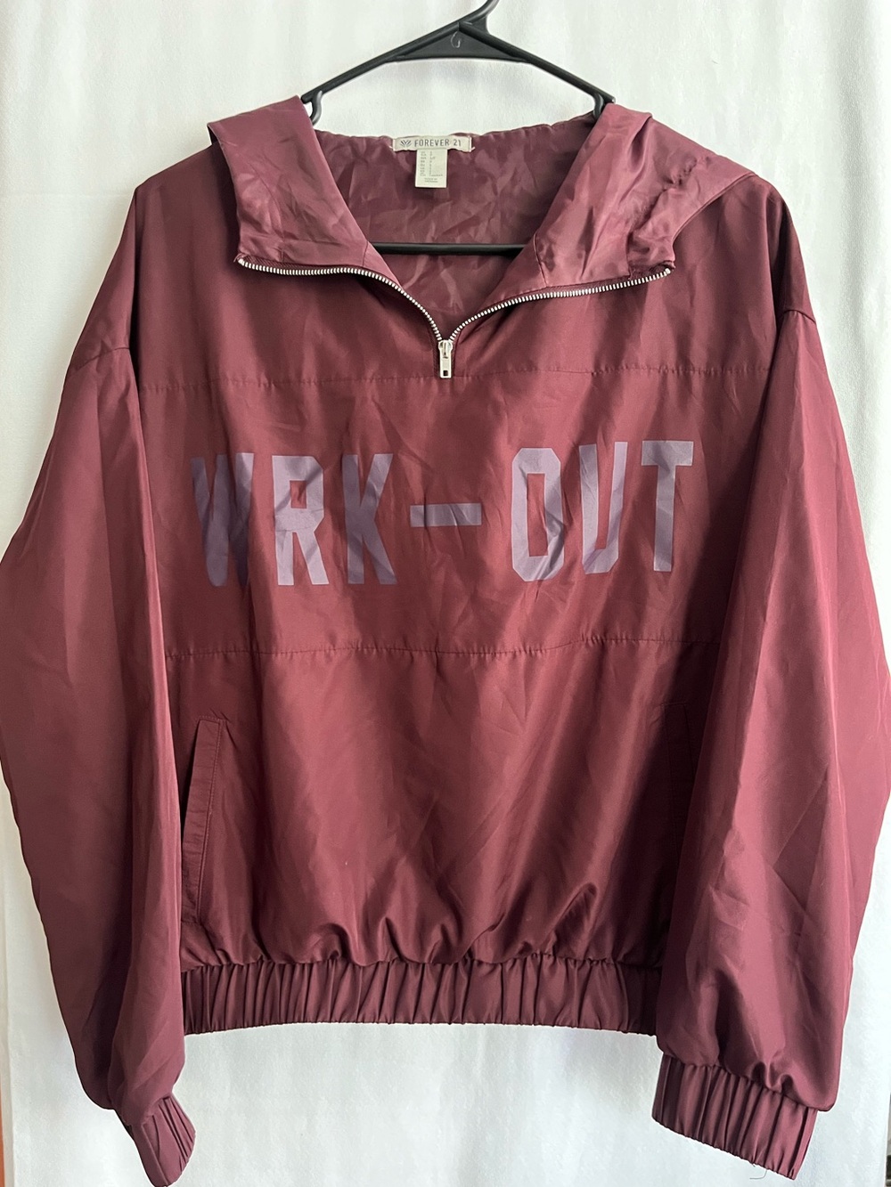 Forever 21 Maroon Pullover Windbreaker Jacket with Hood